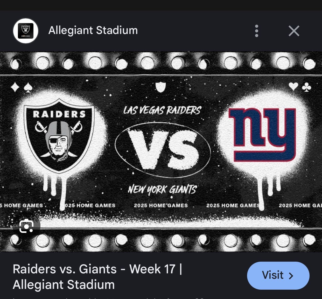 Raiders Vs Giants Dec 28, 2025