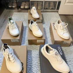 SEE DESCRIPTION! ECCO Biom Men's And Women’s White Leather Golf Sneakers 