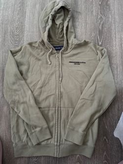 Abercrombie & Fitch Mens Large Olive Gray Full Zip Fleece Hoodie Minimalist