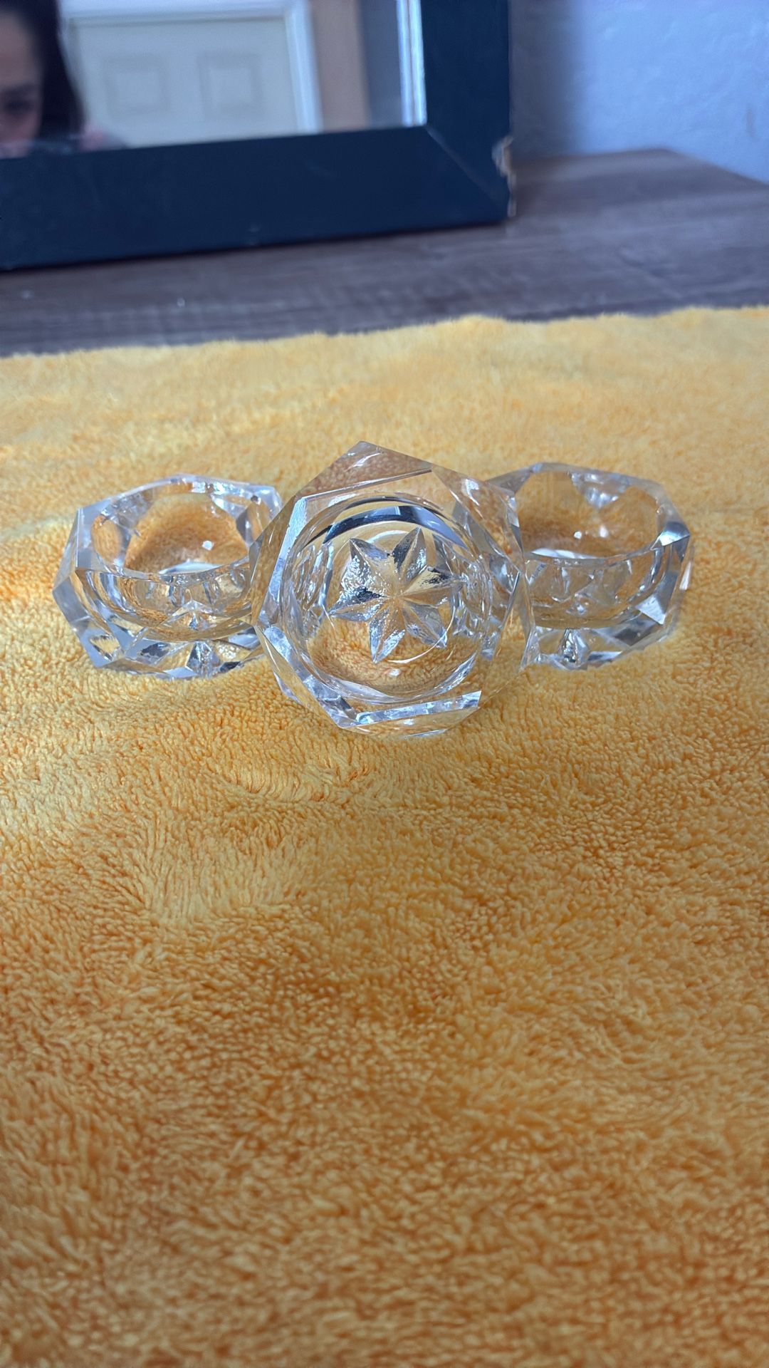 3 Vintage 1950s Crystal Salt Cellars
