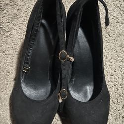 Black Heels With Gem