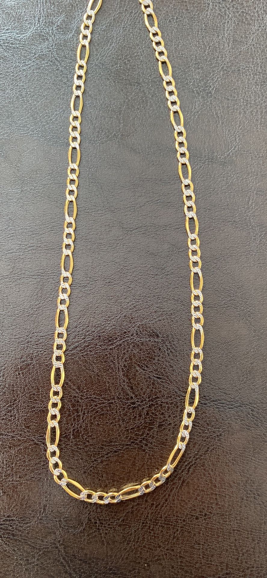 10K Gold Chain New Diamond Cut Figaro 22 Inches