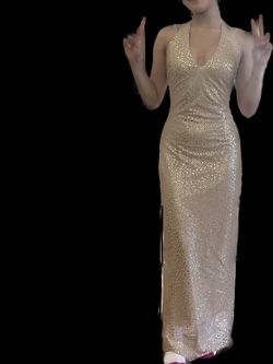Gorgeous Nude Gold Formal Prom Dress