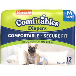 New! Hartz® Comfitables® Disposable Dog Diapers, Size Medium 12 Count, Comfortable & Secure Fit, Easy to Put On, Super Absorbent Male and Female Diape