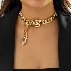 Beautiful Gold Belt Buckle Choker Necklace