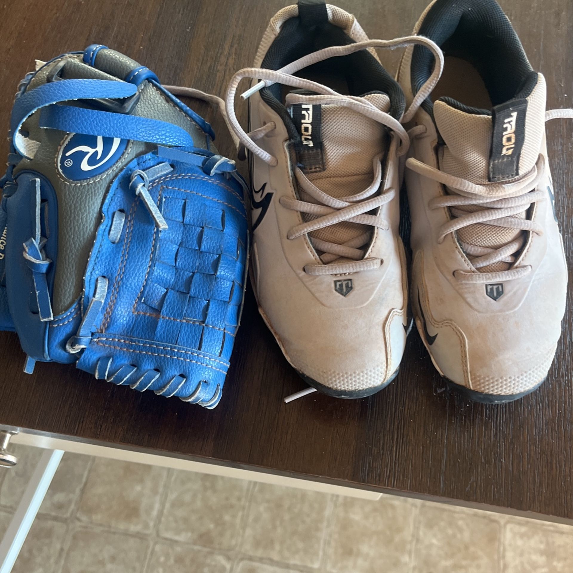 Small Glove And Baseball Cleats