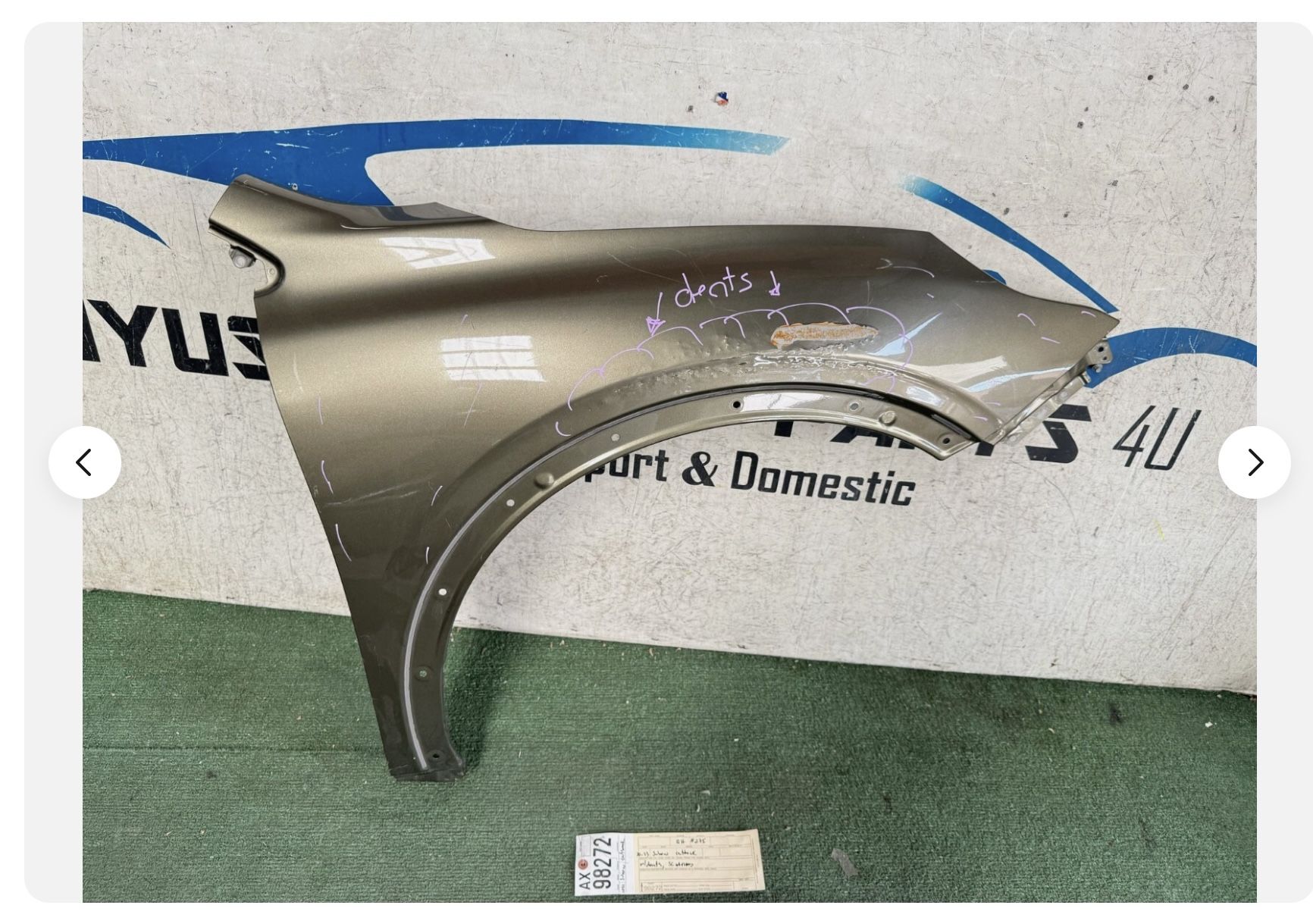 w/dents 2020 - 2021 - 2022 - 2023 SUBARU OUTBACK RIGHT PASSENGER FENDER OEM AX98272