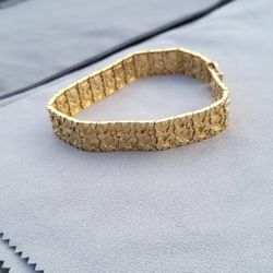 14k Solid Gold Nugget Bracelet 