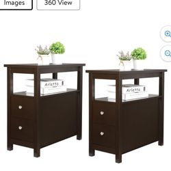 Set of Two Parlor Living Room Furniture MDF Bookshelf Storage Rack, Russet