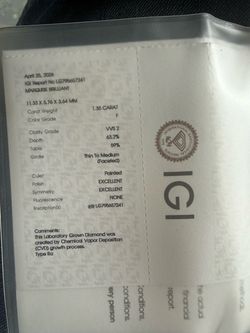 IGI Certified 1.35ct Marquise Lab Grown Diamond F VVS2