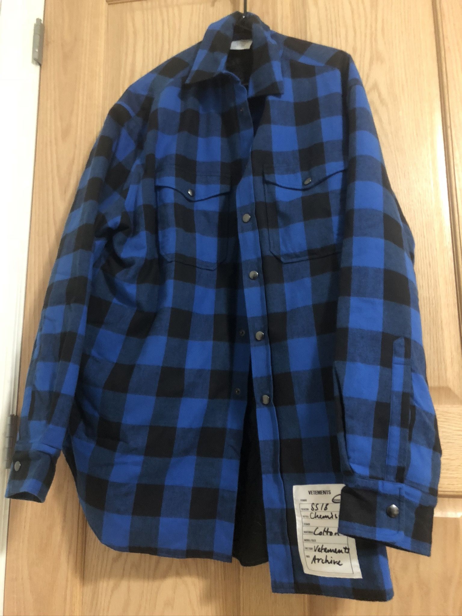 Vetements Plaid Button Down Padded Shirt Size medium
