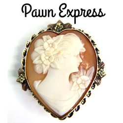 Vintage 10K Heart-Shape Cameo Pendant / Brooch Pin 
