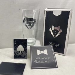 Onebttl Groomsmen Gifts Beer Glass for Wedding or Proposal, Pint Glass Gift Box