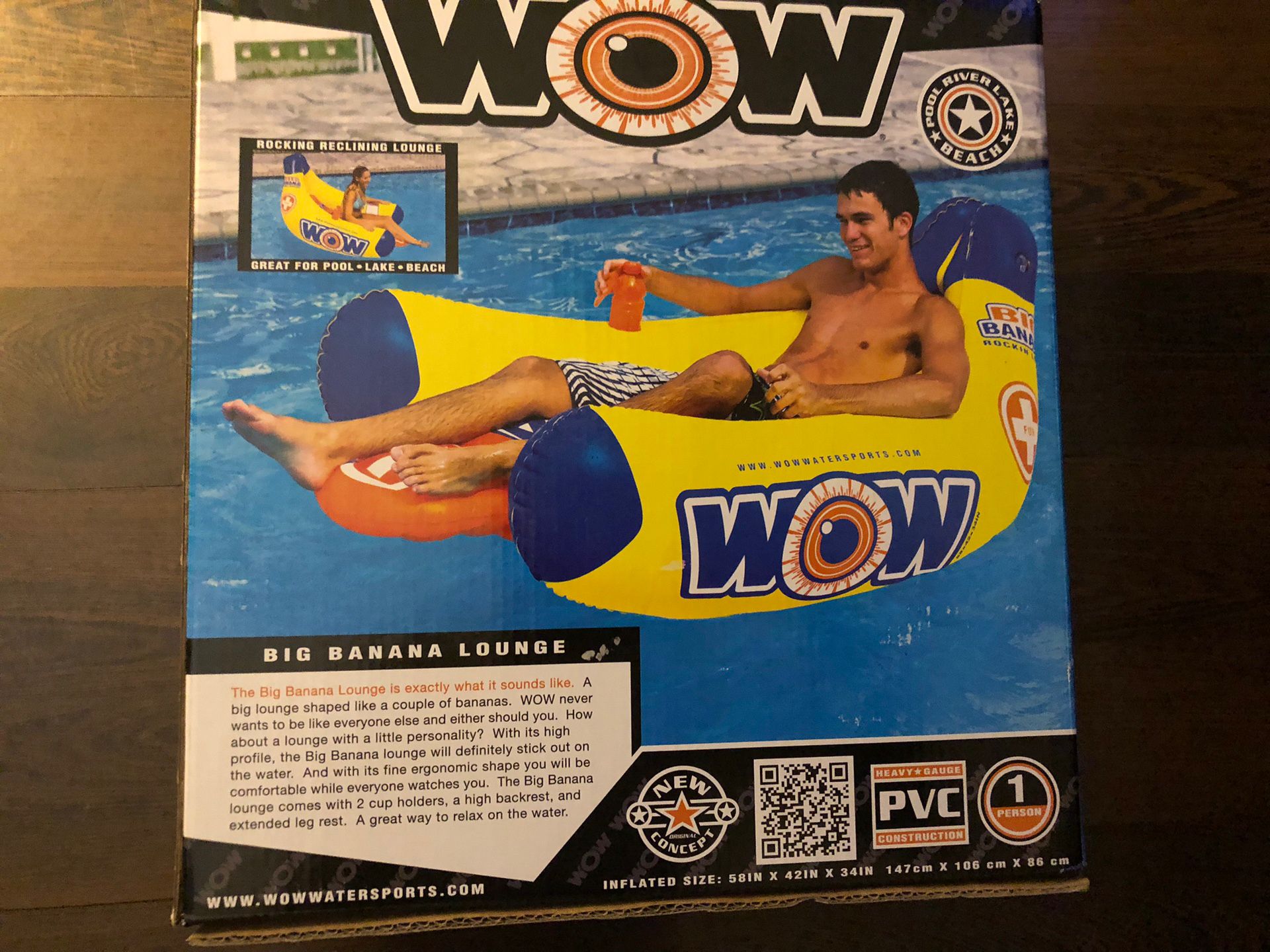 Banana Gonfiabile WOW Sports Big Banana Lounge Per 1 Persona - Per Piscina, Lago E Mare
