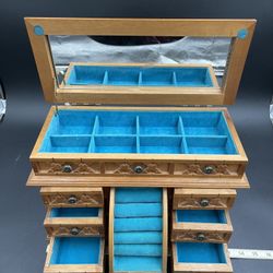 Vintage Wooden Mini Jewelry Armoire