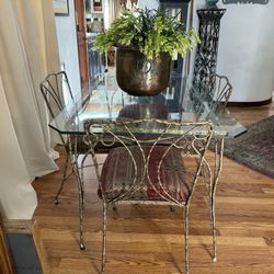 Indoor Or Outdoor  Glass Table With 4 Chairs