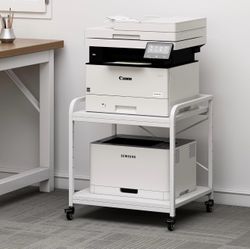 Fannova 20 Inches Deep Large Printer Stand, 2 Tier Under Desk Printer Table with Height Adjustable Shelf, Rolling Printer Cart with Wheels for Home Of