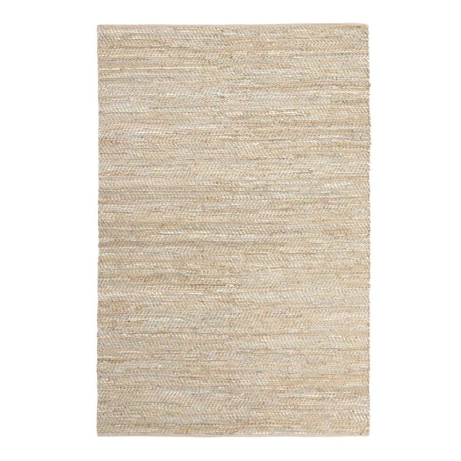 World Market Metallic Gold and Ivory Leather and Jute Woven Area Rug