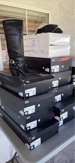 New Black Leather Knee-High Boots and shoes