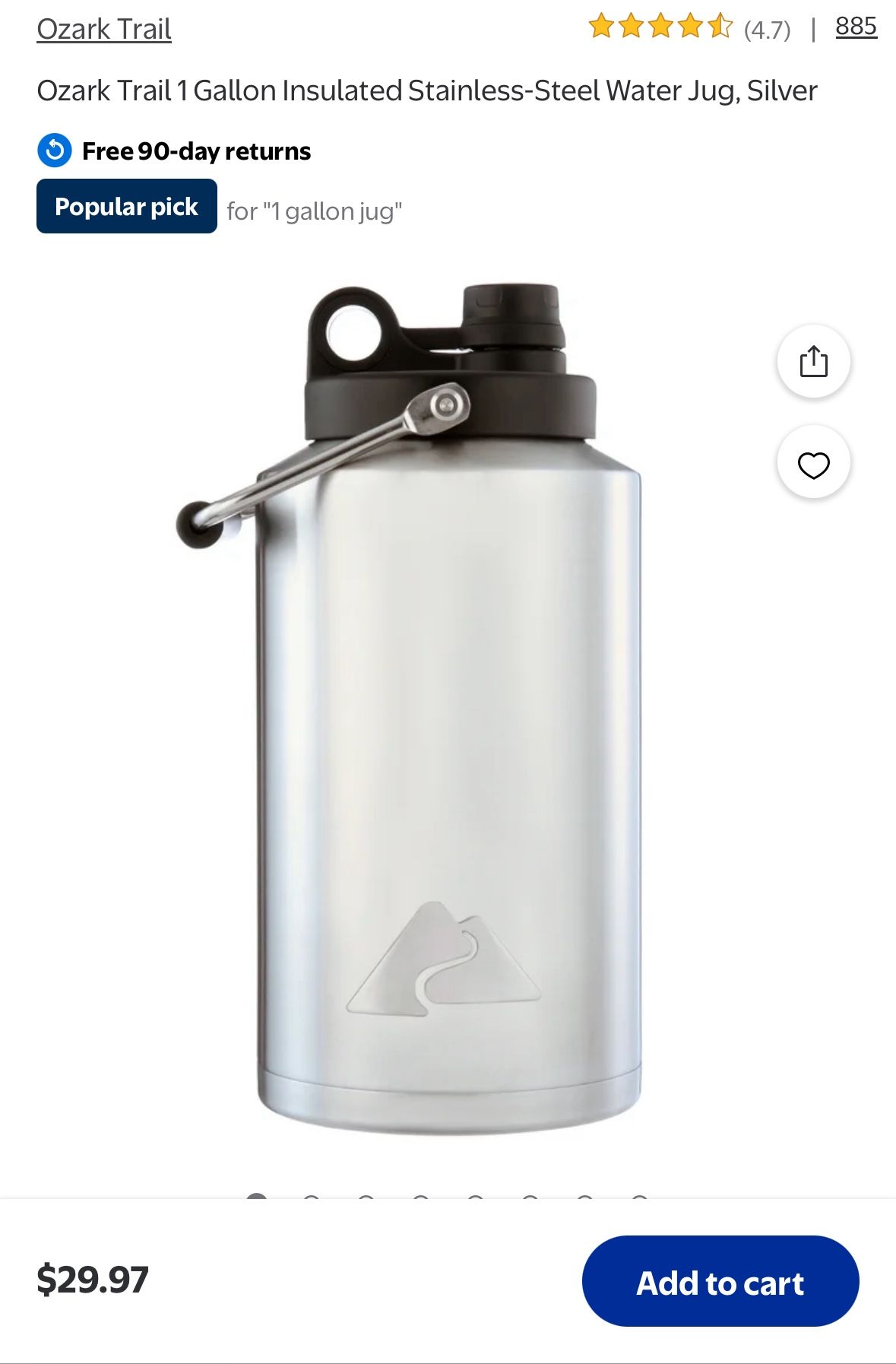 Ozark Stainless Steel Gallon Insulated Jug