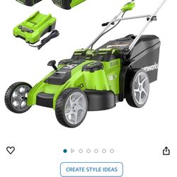 Greenworks Lawn Mower With Battery And Charger