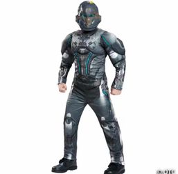 Boy's Muscle Halo Spartan Locke Costume youth large 10/12 with Halo plasma blaster accessory