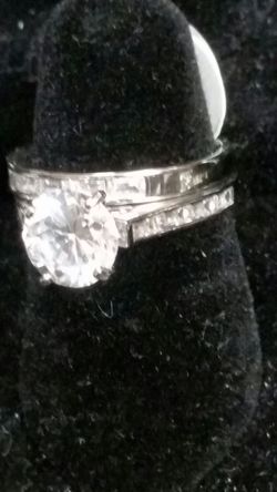 .925 sterling silver size 6 genuine CZ diamond ring solitaire set