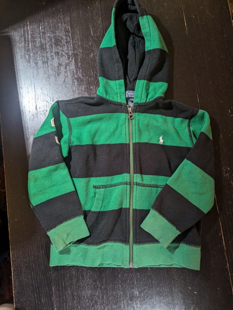Ralph Lauren Polo Full zip Hoodie child size 4 green black