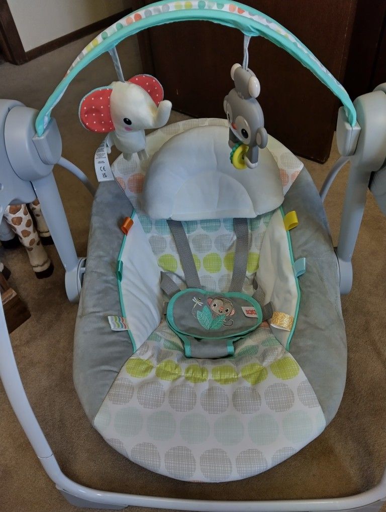 Bright Starts Whimsical Wild Portable Compact Baby Swing