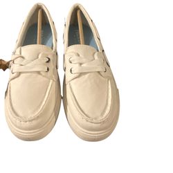 NEW PB CLOUD Cream Canvas Boat Shoes – Size 7