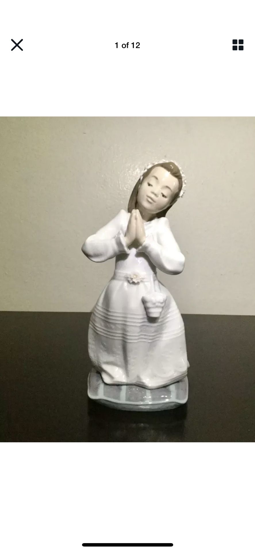 Vintage LLADRO Figurine Girl at Communion Prayer