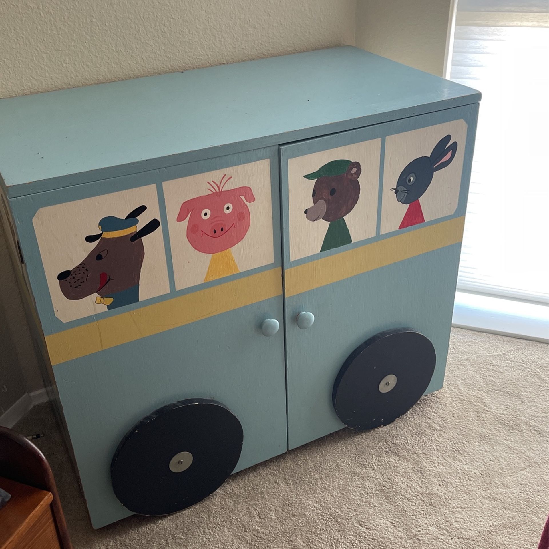 Children” s Clothes or Toys Cabinet-bus Antique, Hand-made
