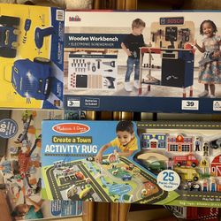 Kids Tool Work Bench, Activity Rug, Car Engine Repair Kit, Train Set 