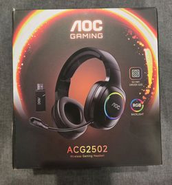 AOC Wireless Gaming Headset Compatible with PS5/4, Nintendo Switch, PC, Bluetooth 5.4 & 2.4GHz Gaming Headphones with Noise Canceling Mic, RGB, Type-C