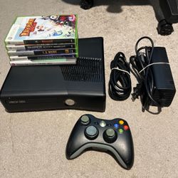 Microsoft Xbox 360 S Slim System Console w/ Controller Cords 5 Games