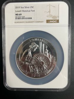 2019 5oz Silver Quarter Lowell NGC MS69
