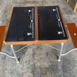 1950’s Vintage Toy Chalkboard With Foldable Bench Chairs
