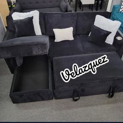 ✅️✅️Convertible SectionalBlack Color  W/ Cup Holder & W/ USB Port✅️