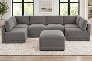 Thomasville Fallon 6-Piece Modular Sectional with Ottoman – Gray