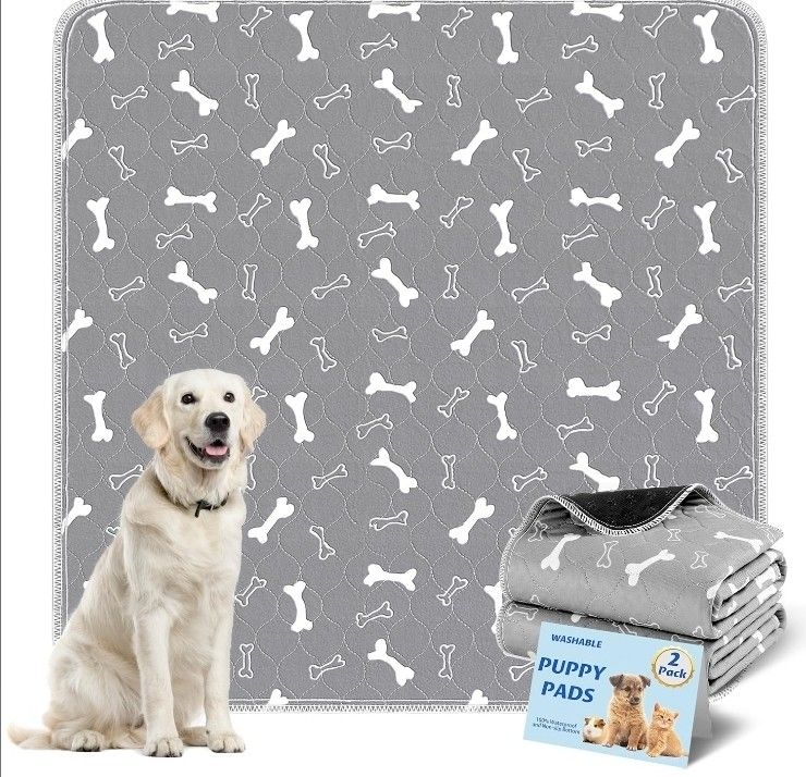 Baodan Washable Pee Pads for Dogs Large 54" x 54" 2-Pack Reusable Puppy Pads Pet Training Pads, Fast Absorb Dog Mats, Waterproof Whelping Pad, Non-Sli