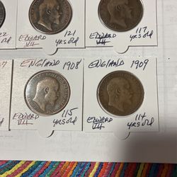 BRITISH COPPER PENNIES. 100+ Years Old Thumbnail