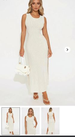 White pin striped Linen Maxi dress small