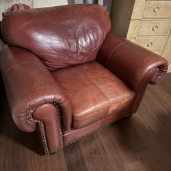 Genuine Cowhide Nailhead Leather Sofa Couch 