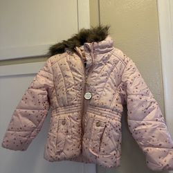 Little Girls Fur Hooded Puffy Jacket Size 4T