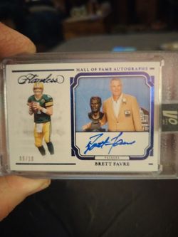 2023 Panini Flawless Hall of Fame Autograph card of Brett Favre, specifically serial-numbered 09/10.