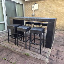 🔥 Outdoor Patio Dining Set – 6 Seats – Modern Rattan 🔥