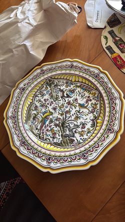 Hand-Painted Ceramic Decorative Plate from Portugal