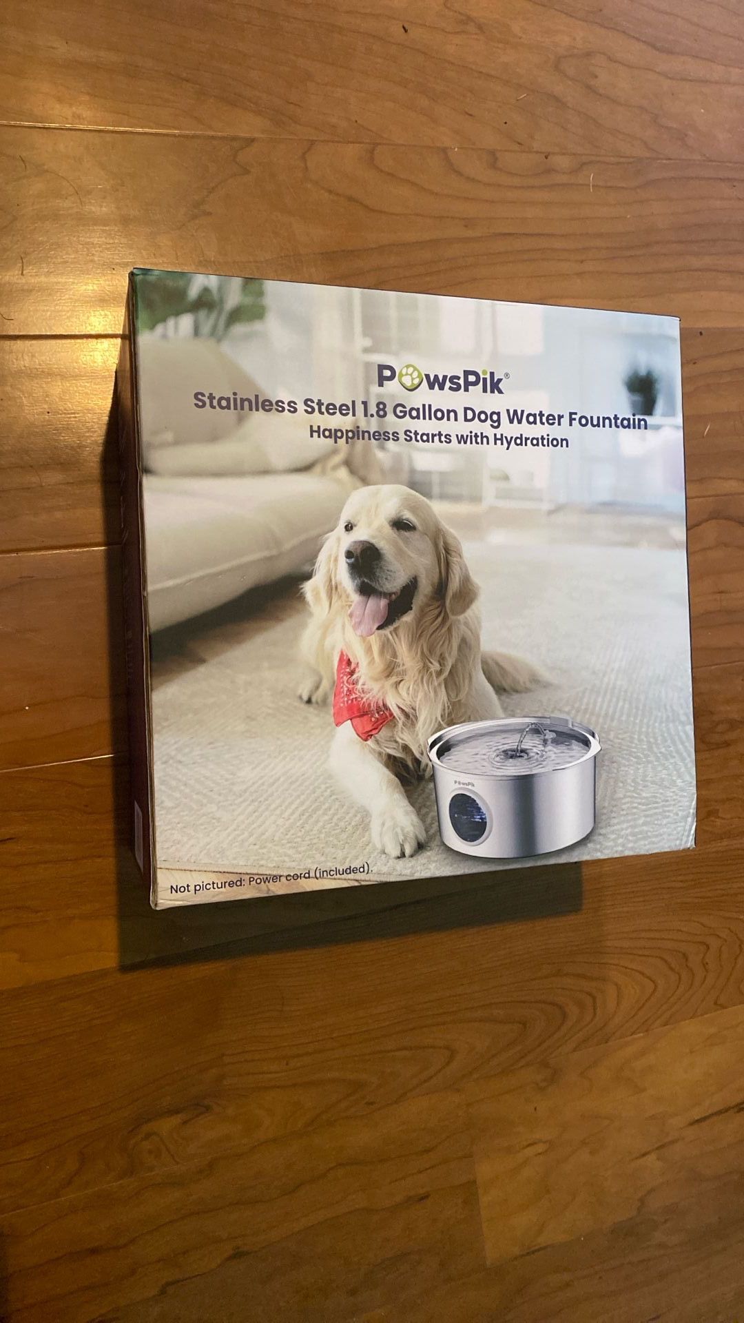 PawsPik Ultra-Quiet Stainless Steel Dog Water Fountain 1.8 Gallon