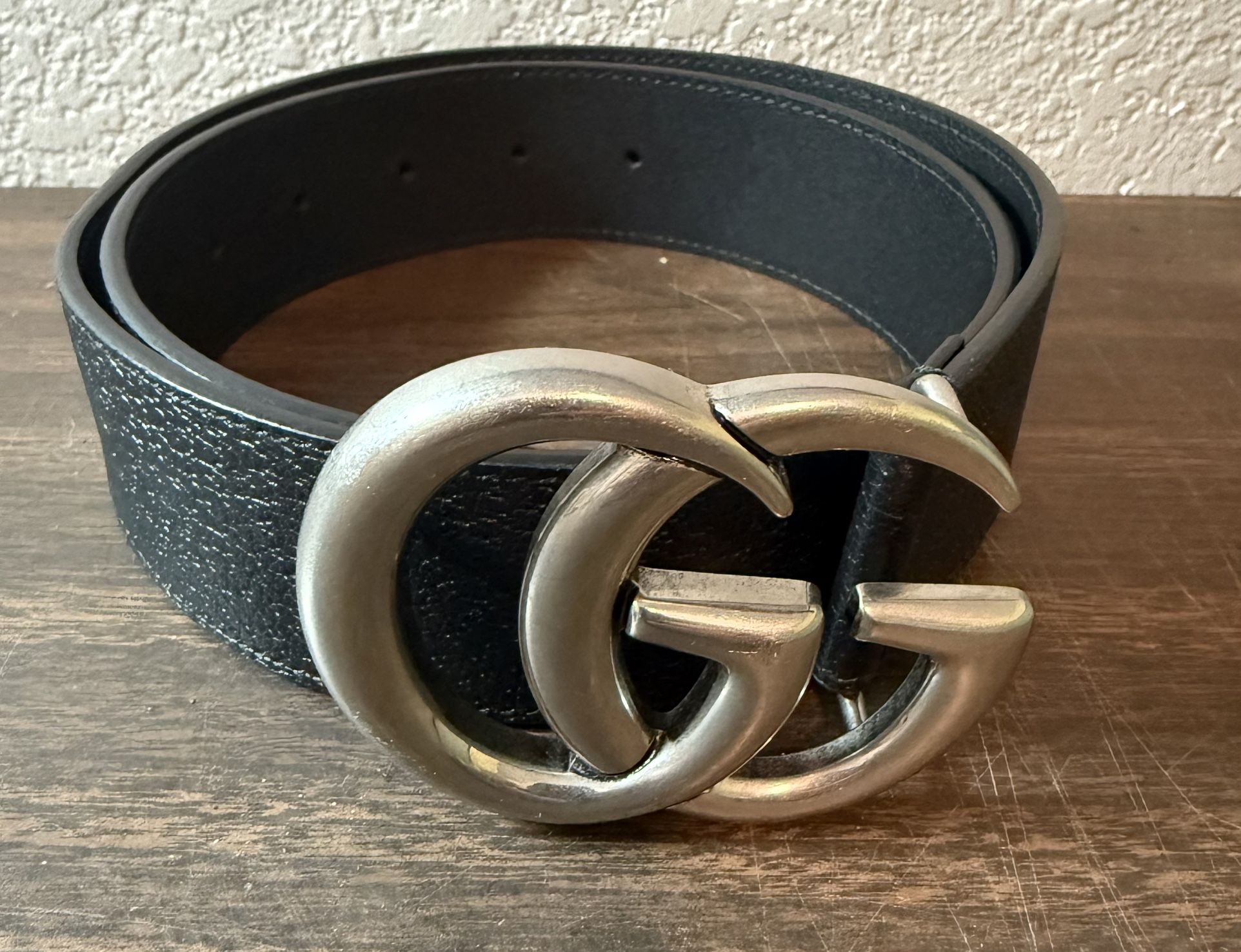 Authentic Gucci 406831 GG Marmont Belt Leather Black × Silver NEW never worn, 30