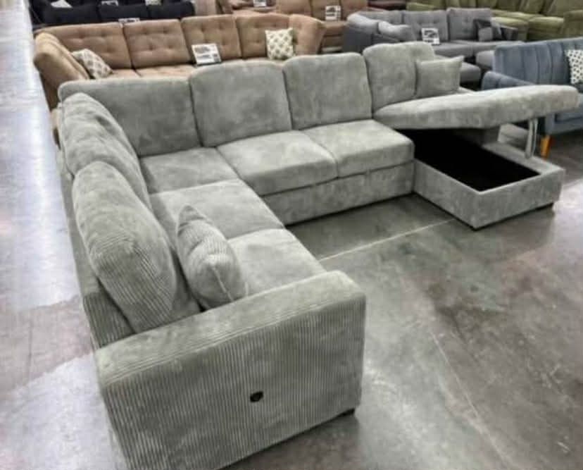 New X-Large 92x119x60 Sleeper Sectional Couch With Storage / Free Delivery 